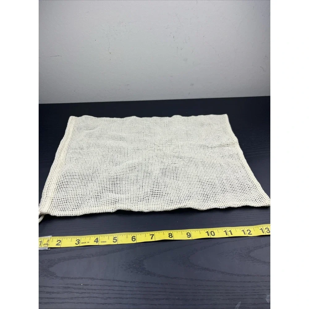 Cotton Mesh Produce Bags Lot of 3 Reusable Drawstring Grocery Shopping